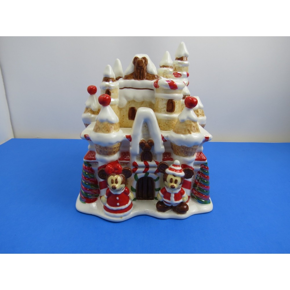Disney Mickey and Minnie Christmas Gingerbread Castle Ceramic Cookie Jar